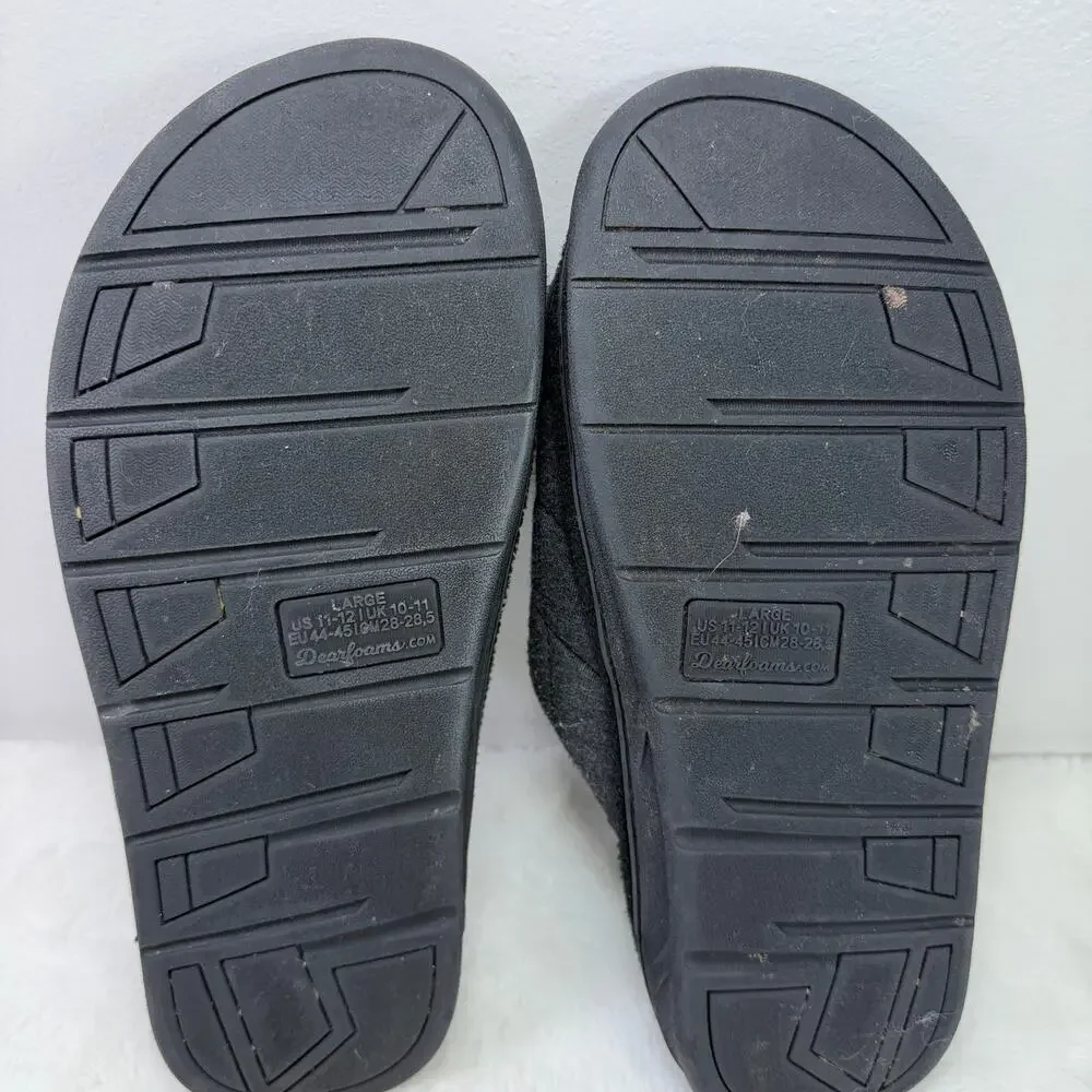 Dearfoams Men’s Cozy Comfort Knit Slip-On Gel-Infused Slippers Size 11-12